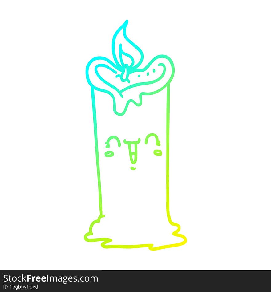 cold gradient line drawing cartoon happy candle