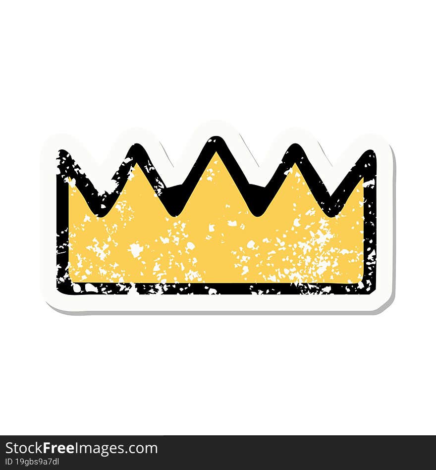 distressed sticker tattoo in traditional style of a crown. distressed sticker tattoo in traditional style of a crown