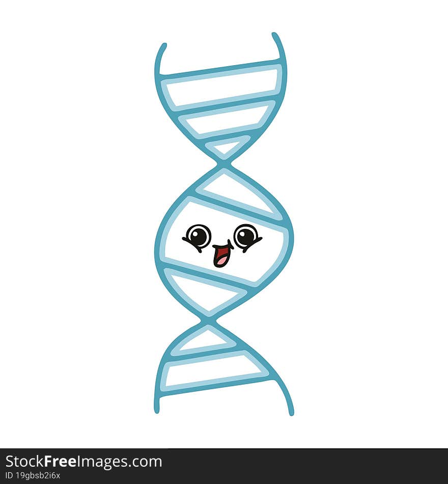 flat color retro cartoon of a DNA strand