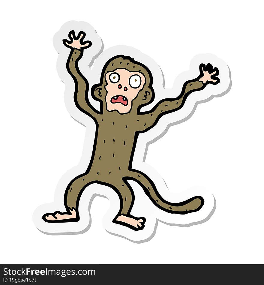 Sticker Of A Cartoon Frightened Monkey