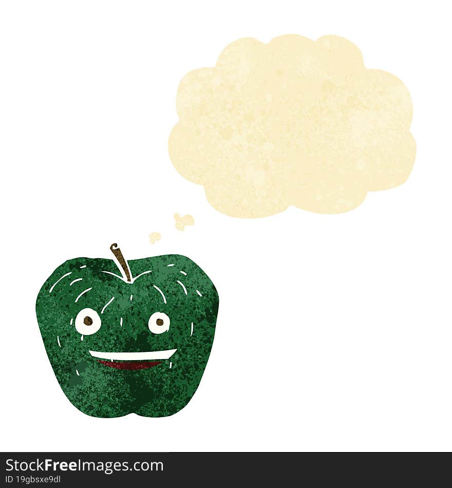 cartoon apple with thought bubble