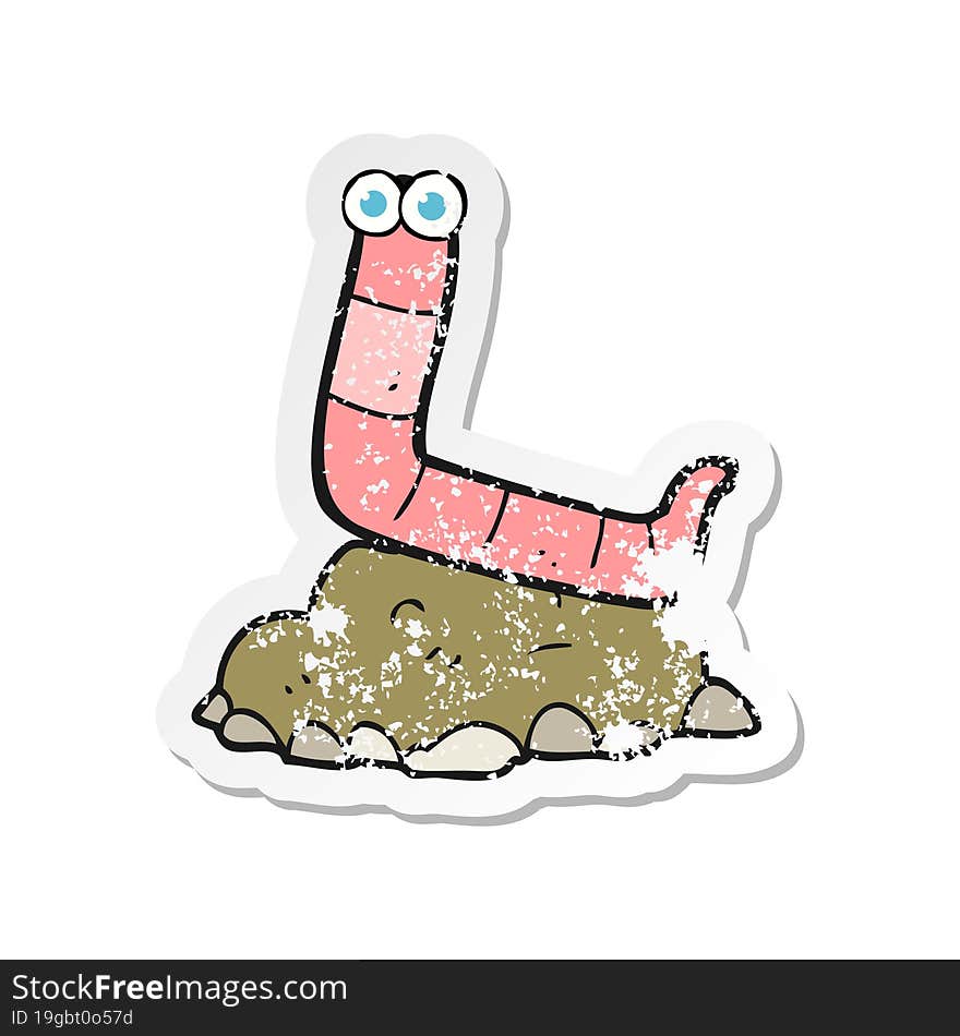 retro distressed sticker of a cartoon worm