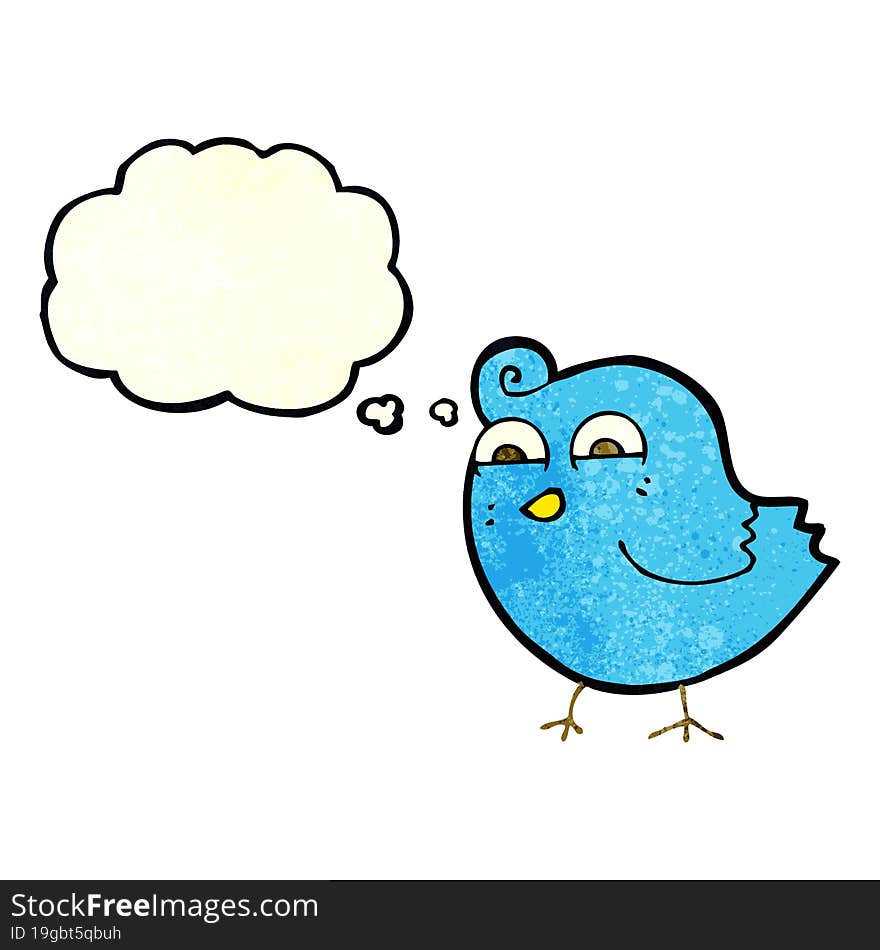 Cartoon Funny Bird With Thought Bubble