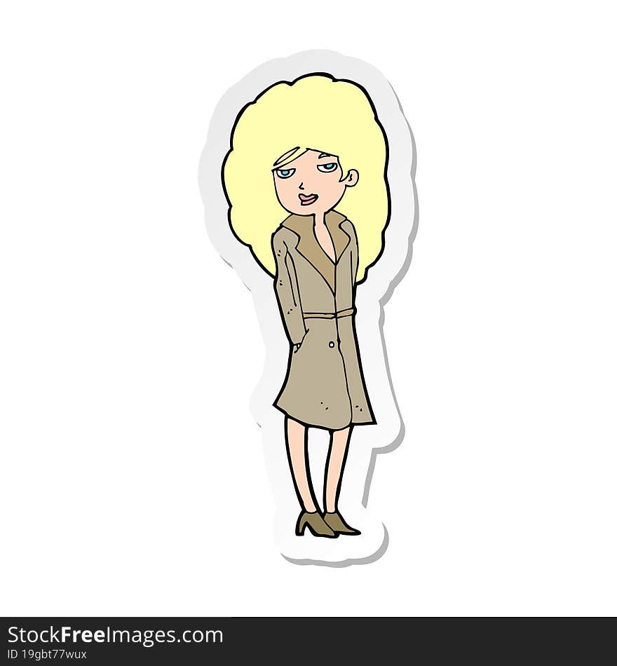 Sticker Of A Cartoon Female Spy