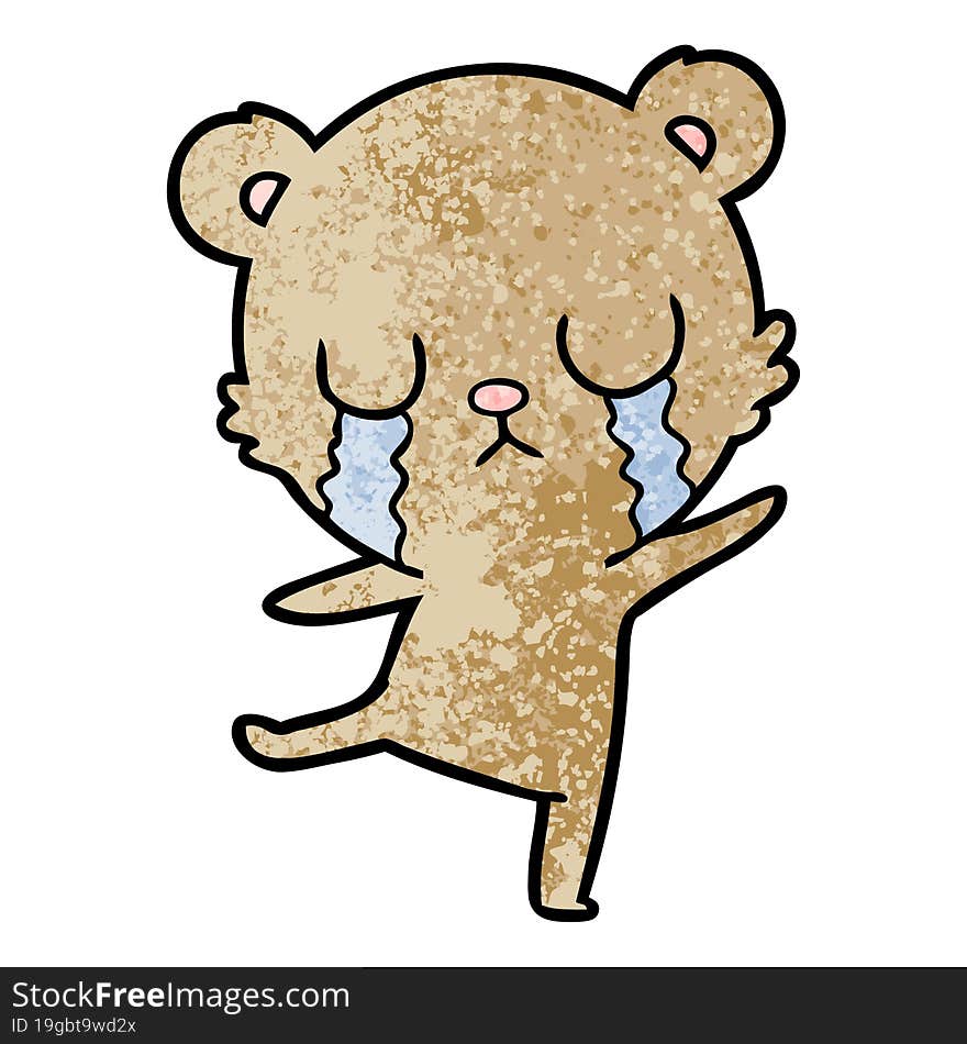 crying cartoon bear doing a sad dance. crying cartoon bear doing a sad dance