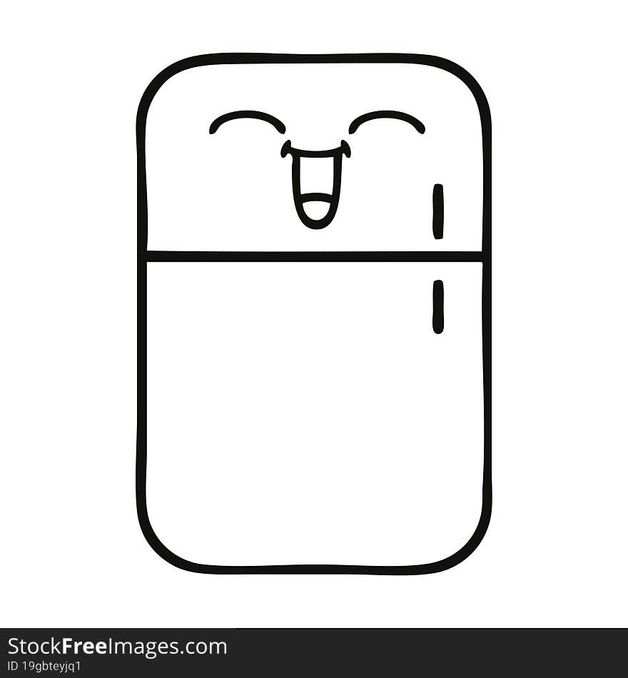 line drawing cartoon fridge freezer