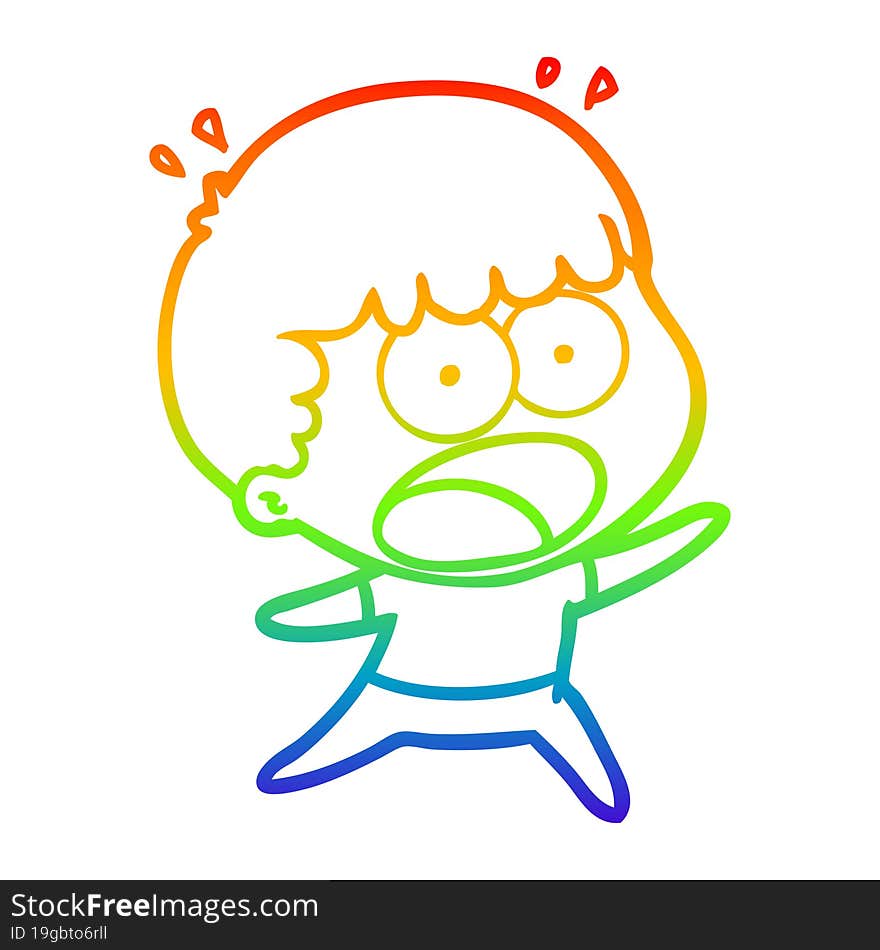 rainbow gradient line drawing cartoon shocked man