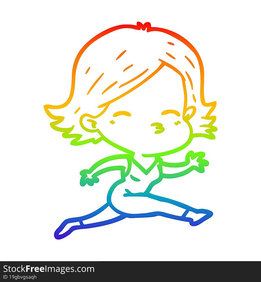 rainbow gradient line drawing of a cartoon woman