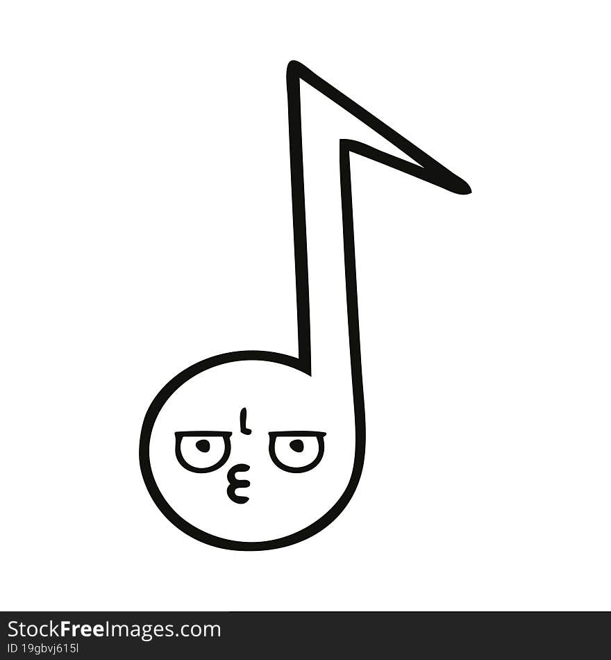 line drawing cartoon of a musical note