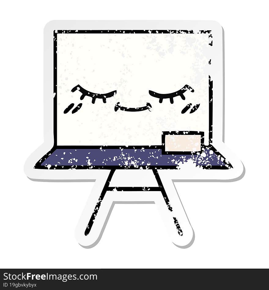 distressed sticker of a cute cartoon white board