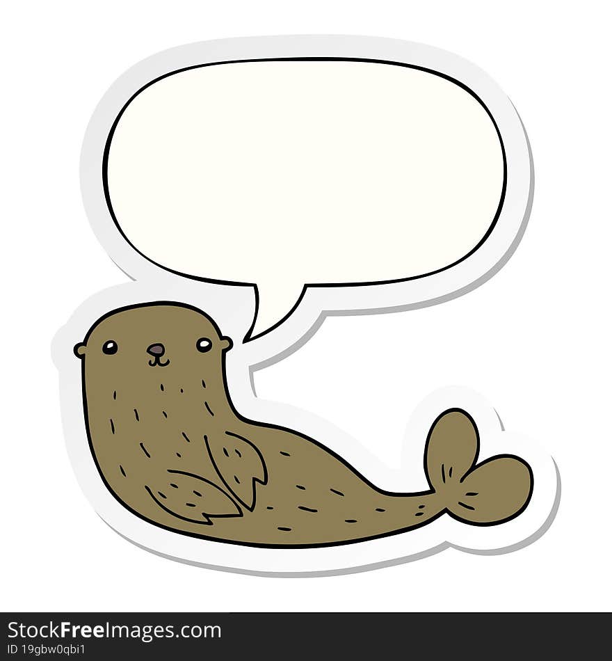 cartoon seal and speech bubble sticker