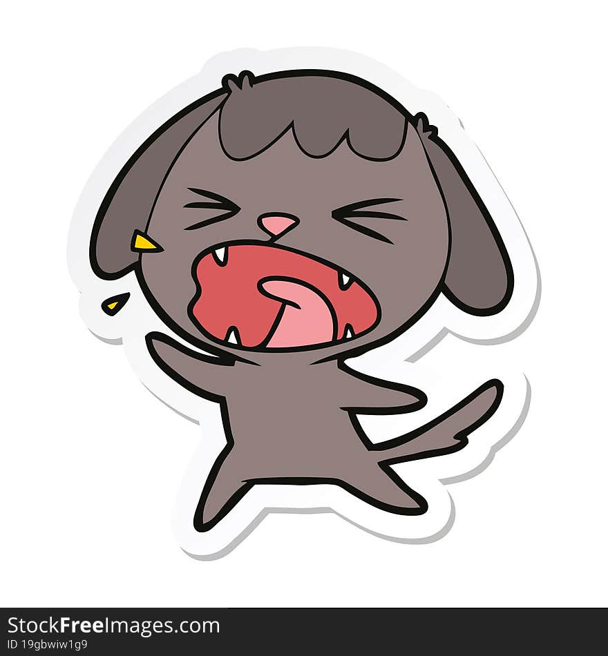 sticker of a cute cartoon dog barking