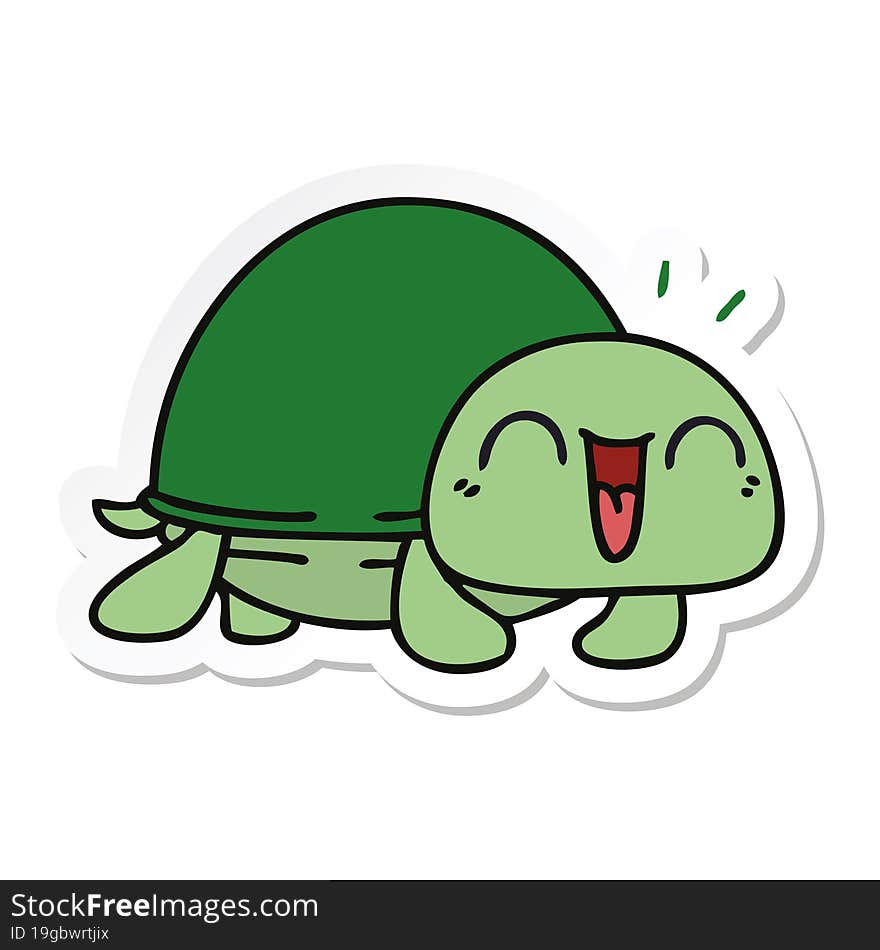 sticker of a quirky hand drawn cartoon turtle