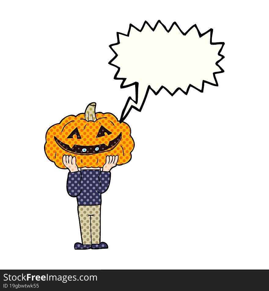 comic book speech bubble cartoon pumpkin head halloween costume