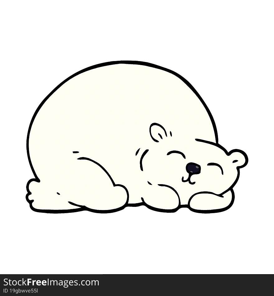 cartoon doodle happy polar bear sleeping