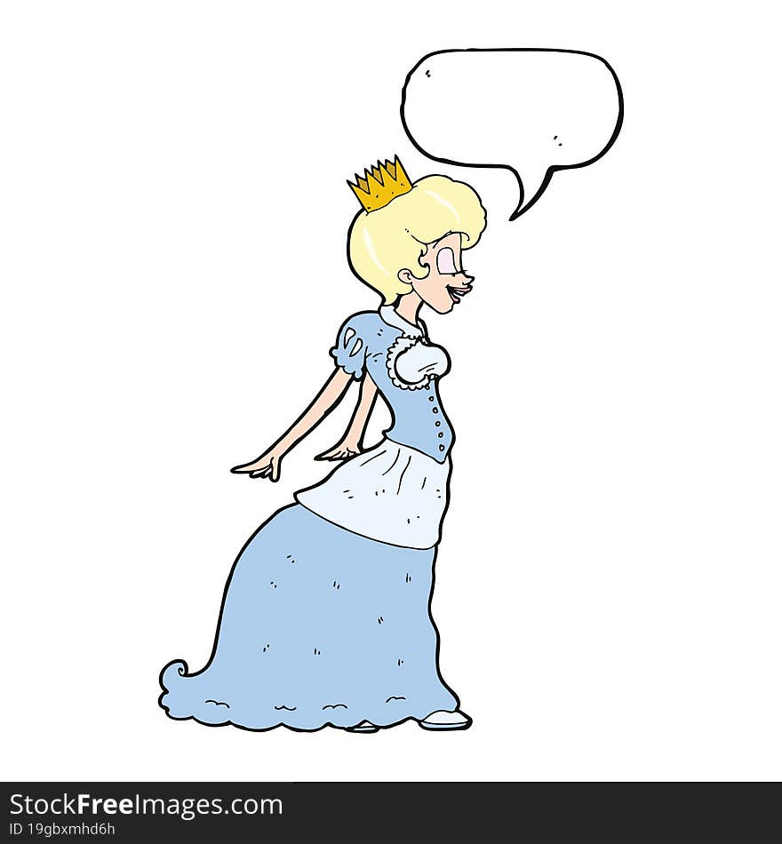 Cartoon Princess With Speech Bubble