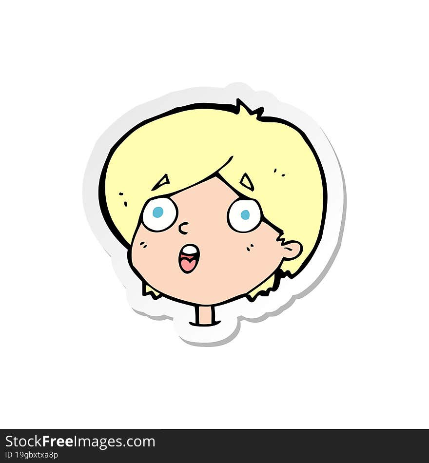 Sticker Of A Cartoon Amazed Expression