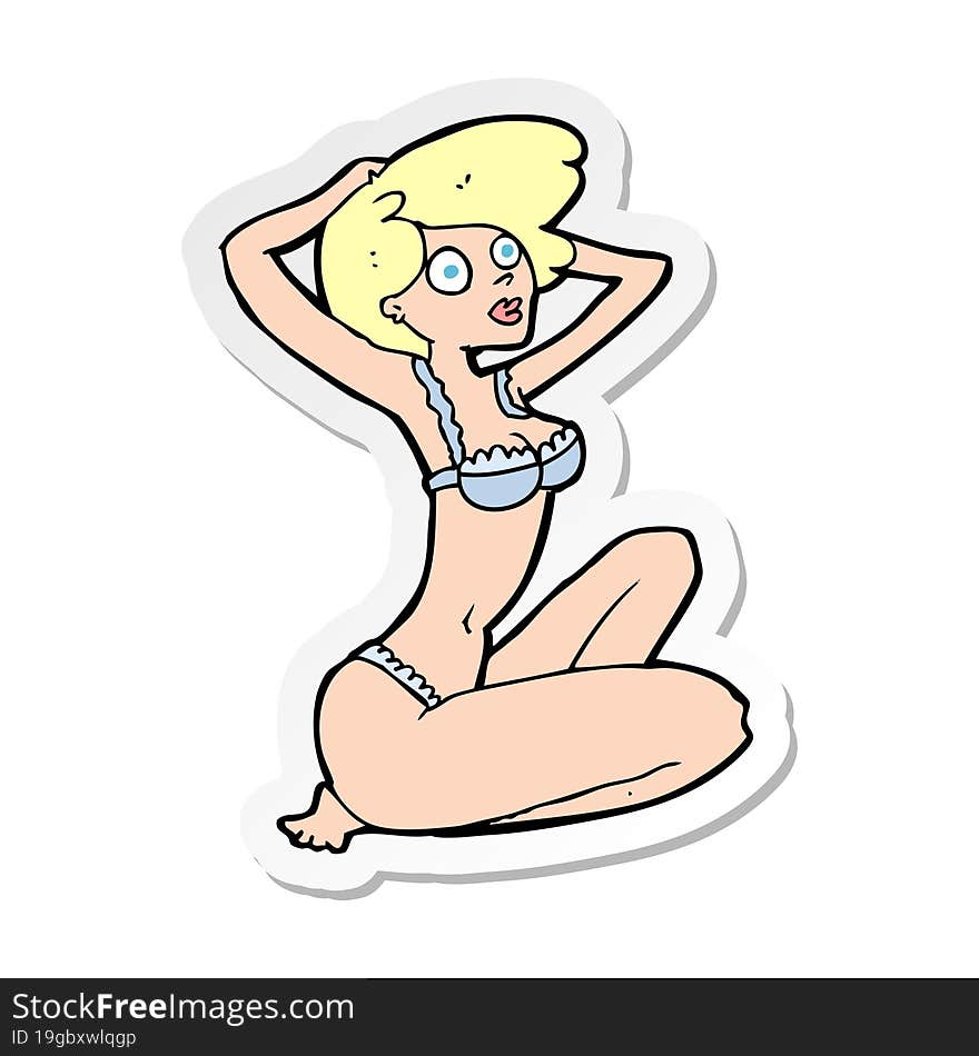 sticker of a cartoon underwear model