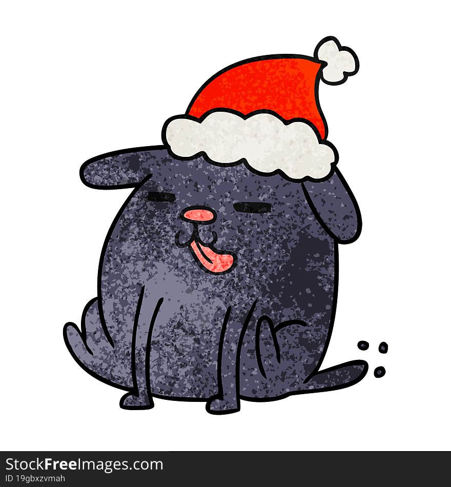 christmas textured cartoon of kawaii dog