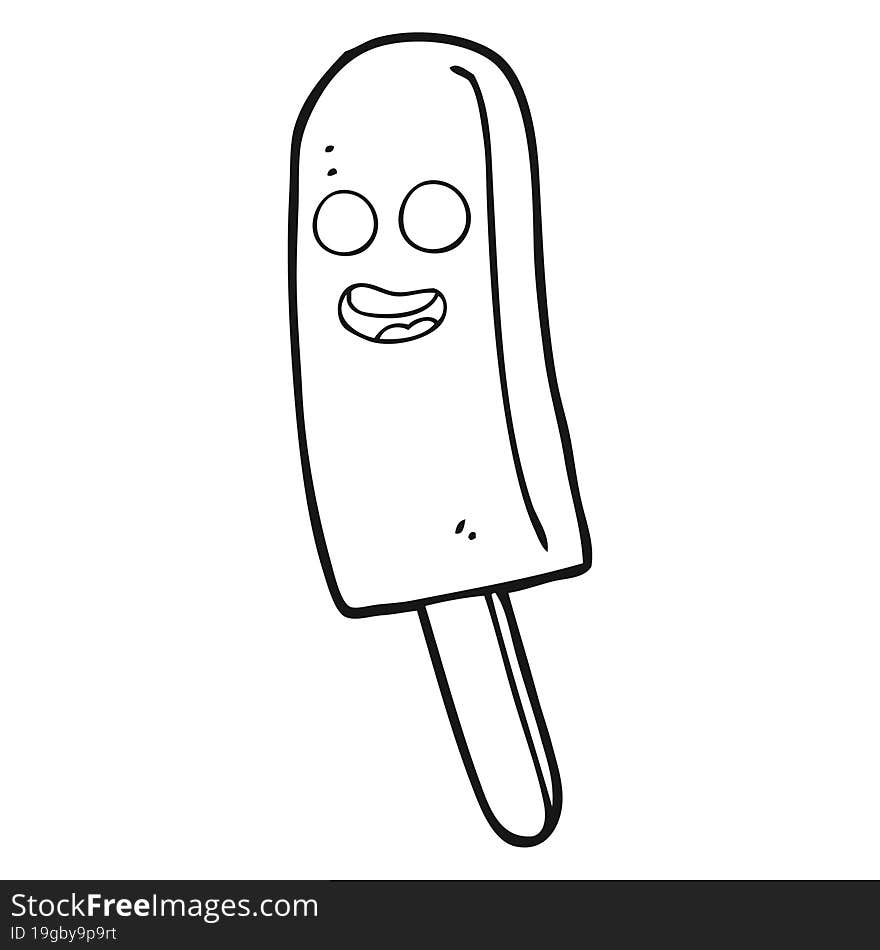 black and white cartoon ice lolly