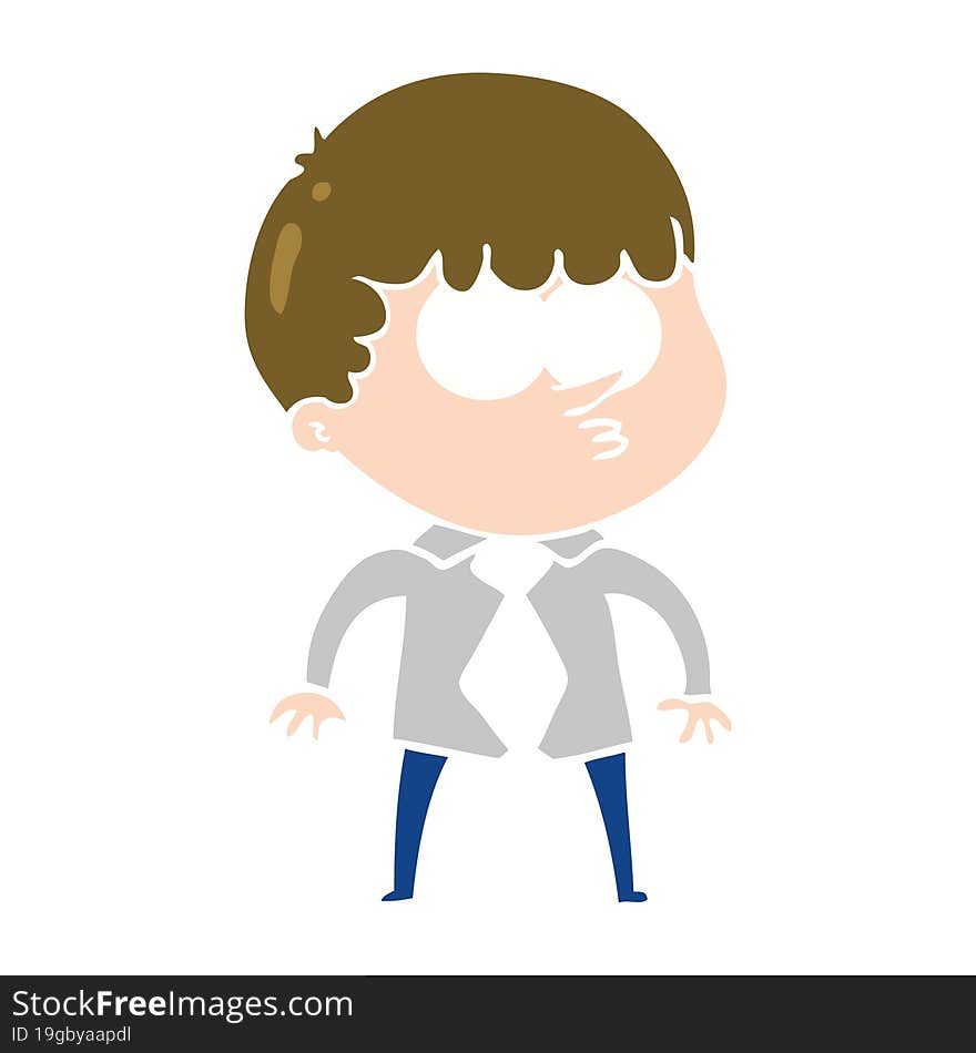 Flat Color Style Cartoon Nervous Boy In Shirt And Tie