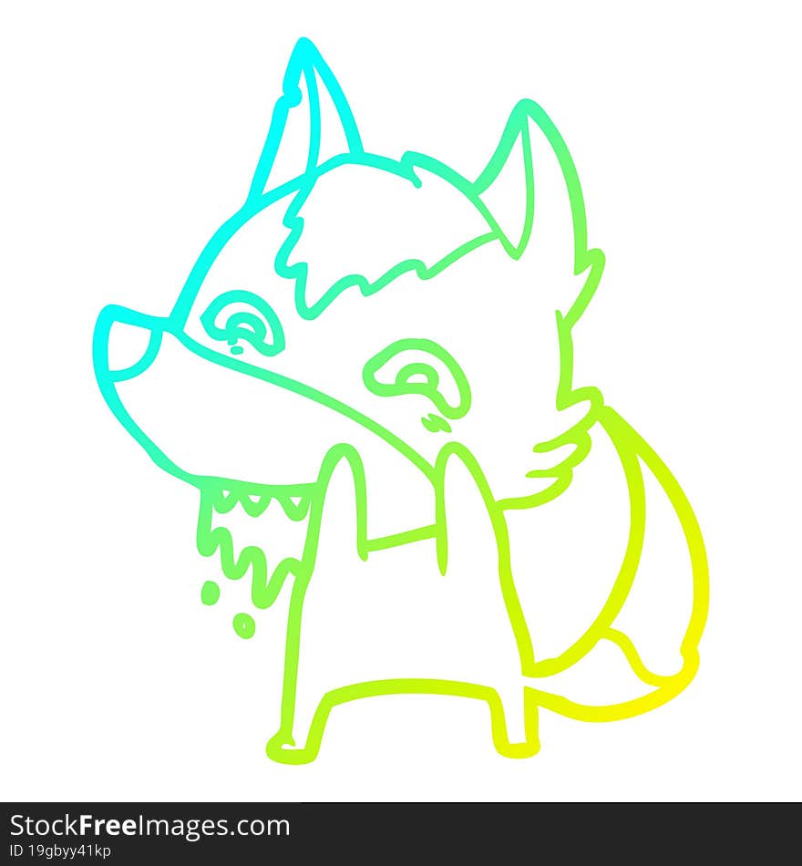 cold gradient line drawing cartoon hungry wolf