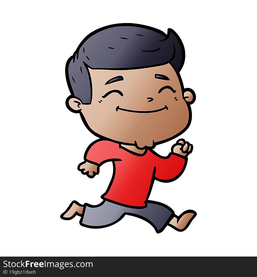 happy cartoon man running. happy cartoon man running