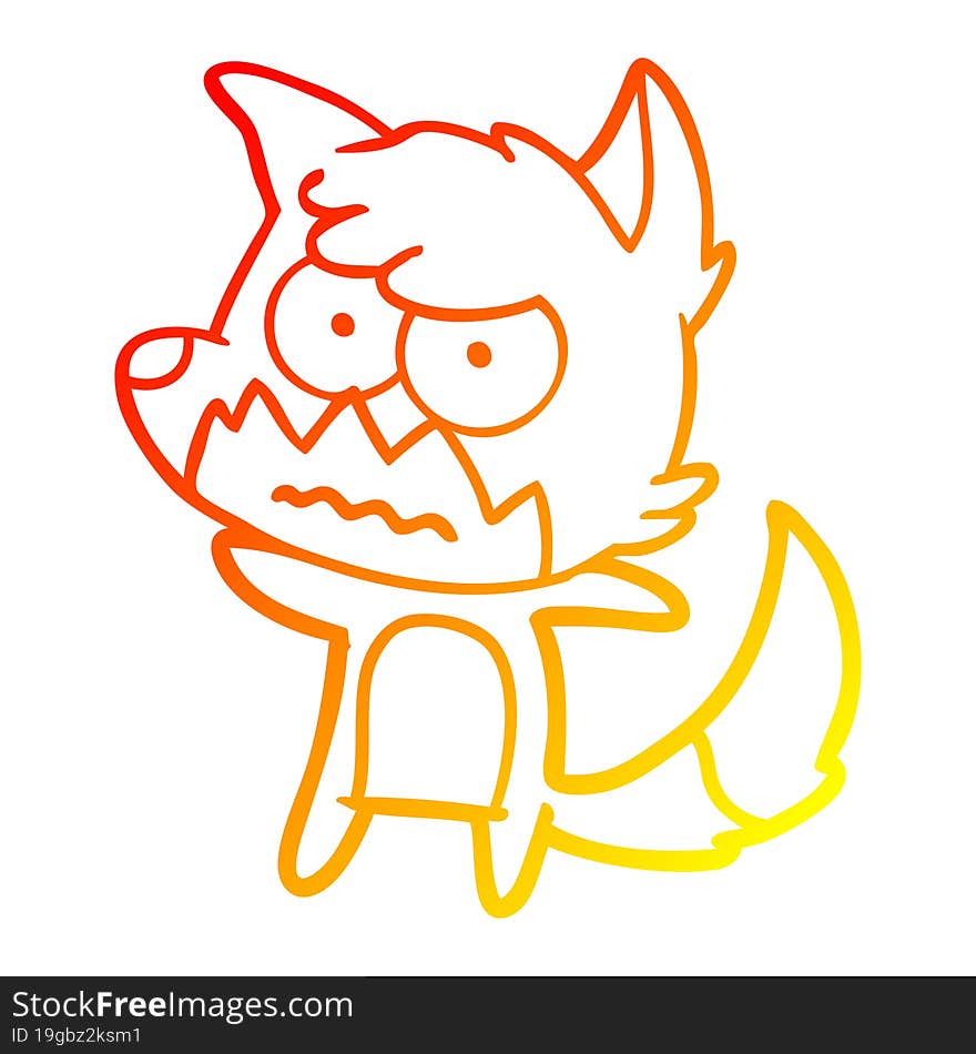 Warm Gradient Line Drawing Cartoon Annoyed Fox