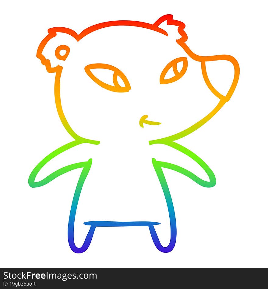 rainbow gradient line drawing cute cartoon bear