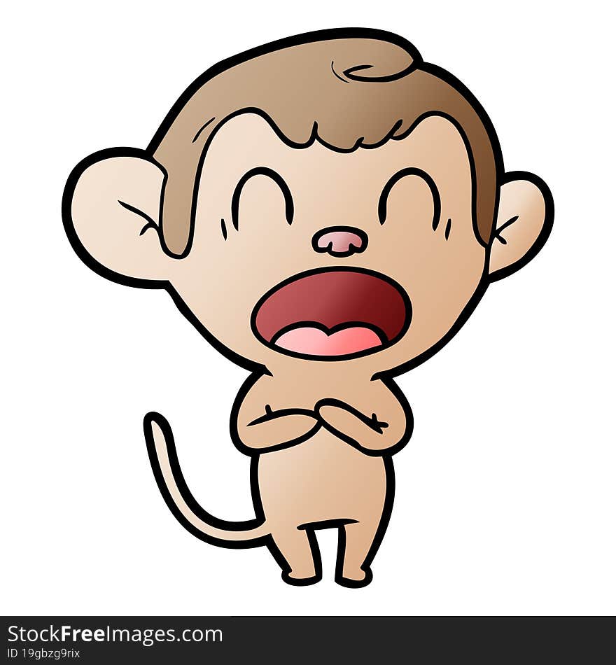 yawning cartoon monkey. yawning cartoon monkey