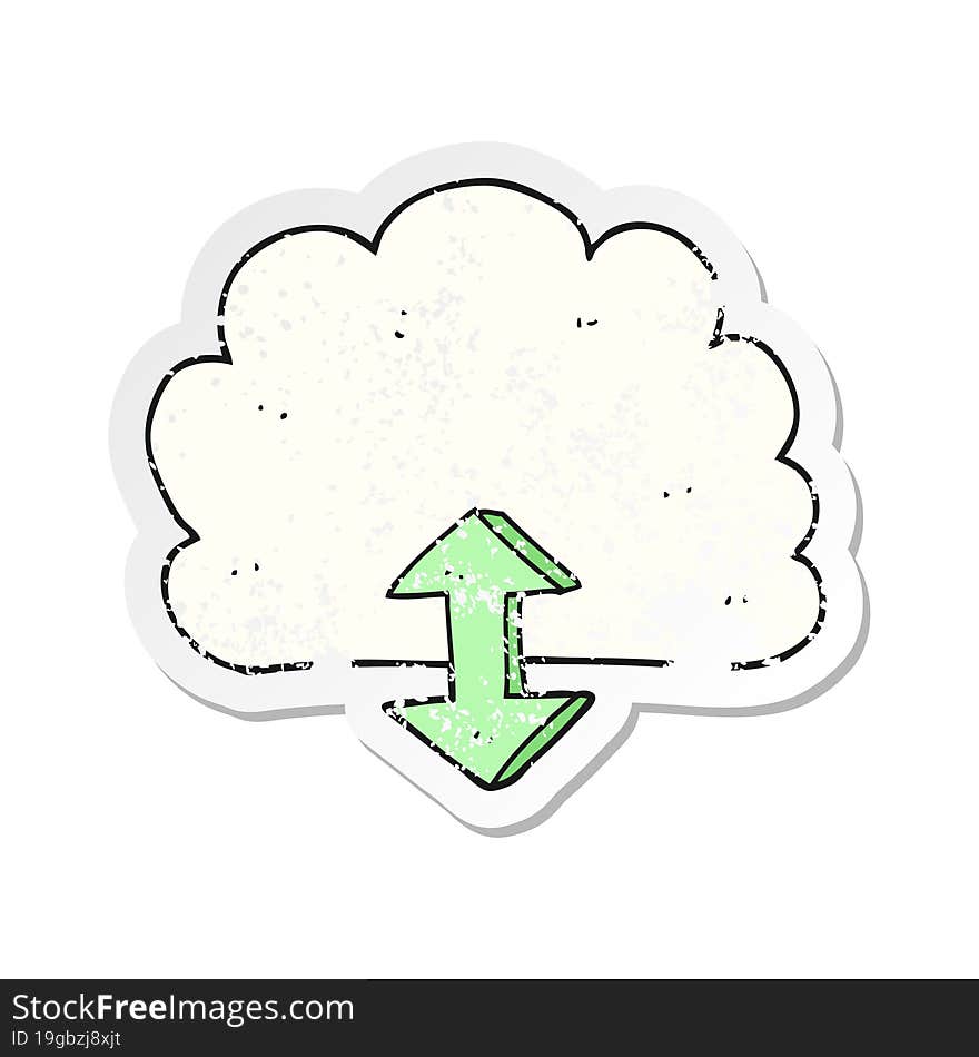 Retro Distressed Sticker Of A Cartoon Digital Cloud