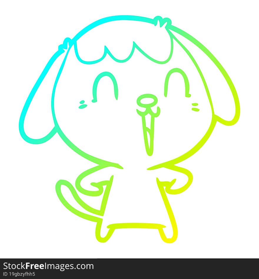 Cold Gradient Line Drawing Cute Cartoon Dog