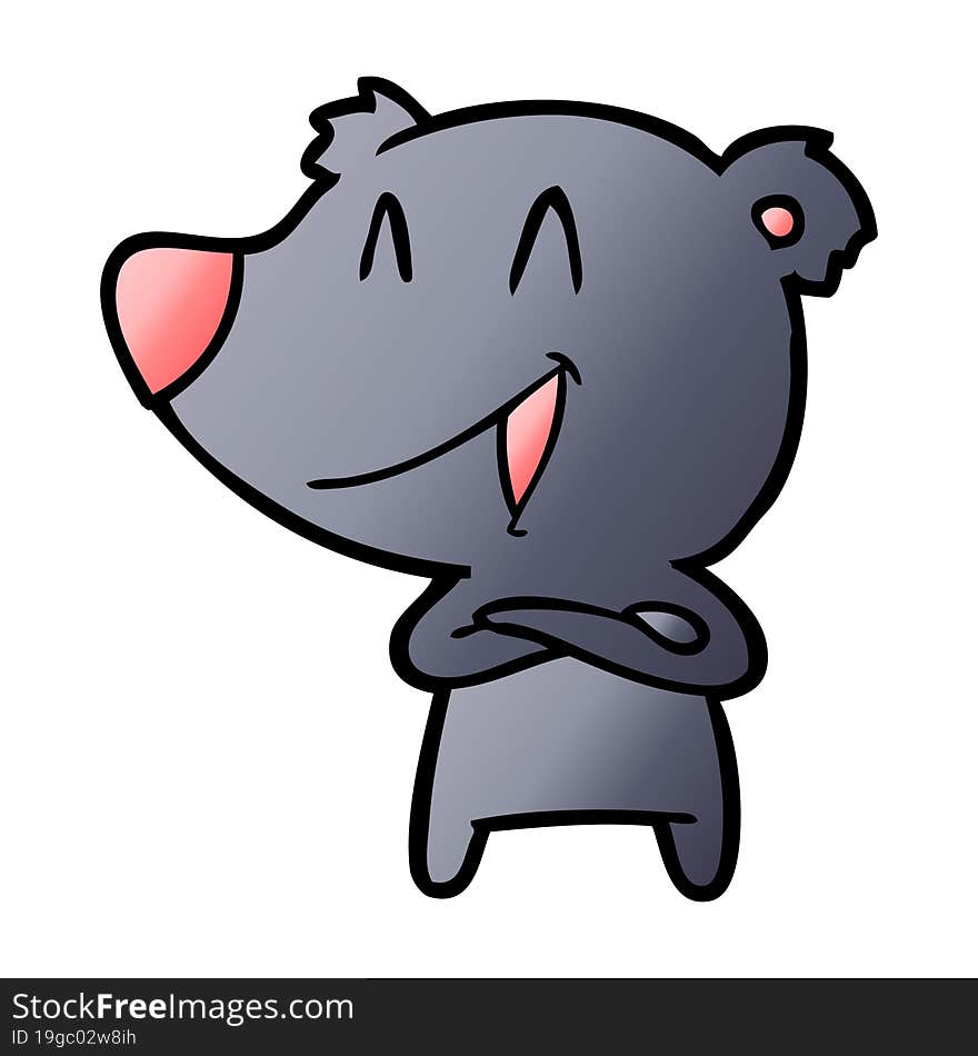 laughing bear with crossed arms cartoon. laughing bear with crossed arms cartoon