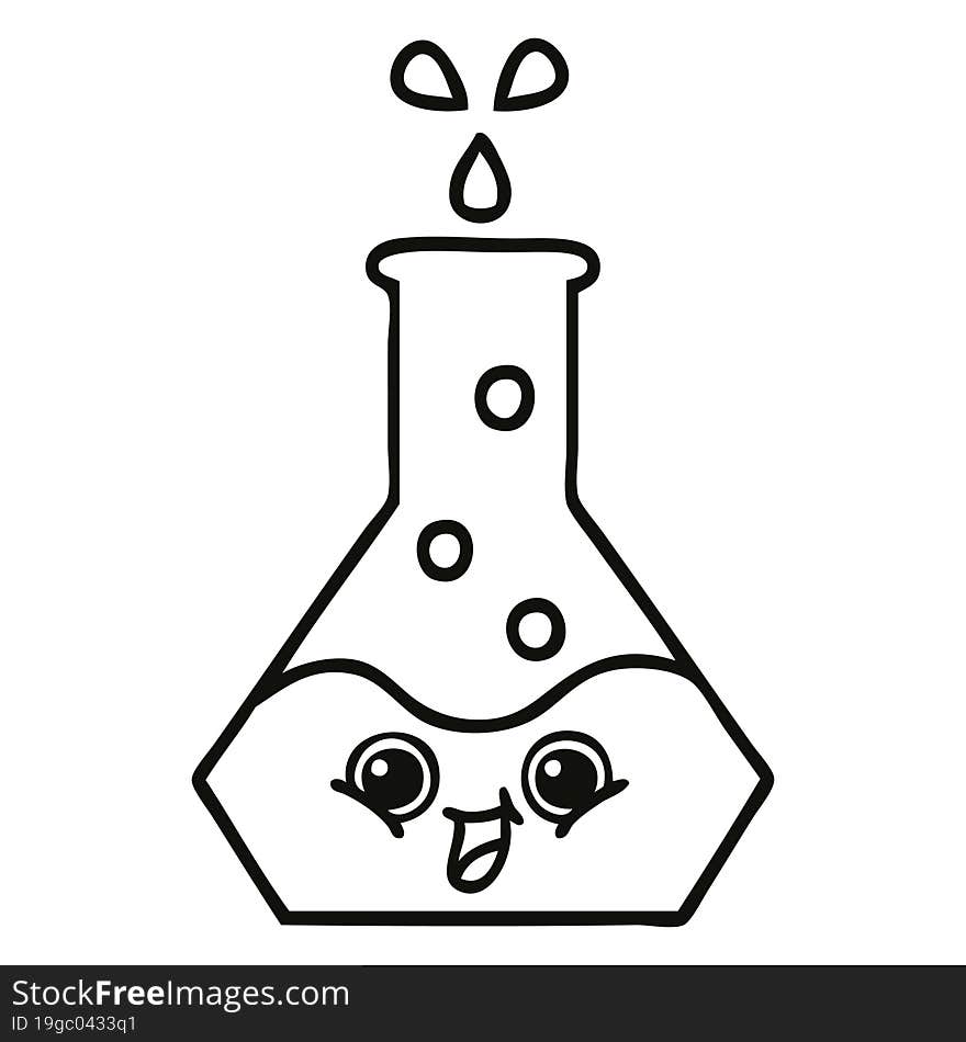 line drawing cartoon science beaker