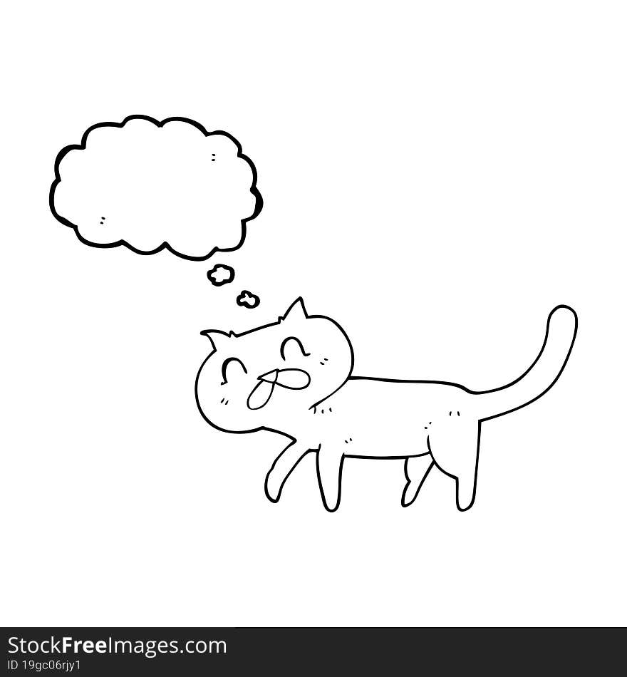 freehand drawn thought bubble cartoon cat