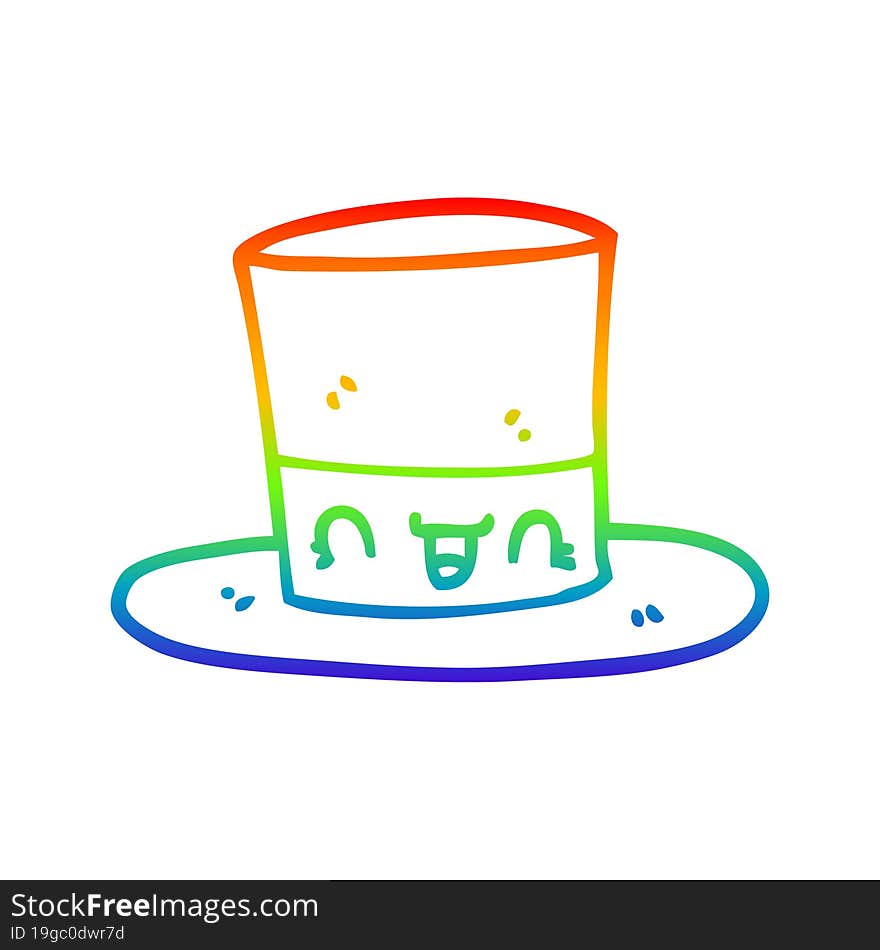 rainbow gradient line drawing cartoon top hat