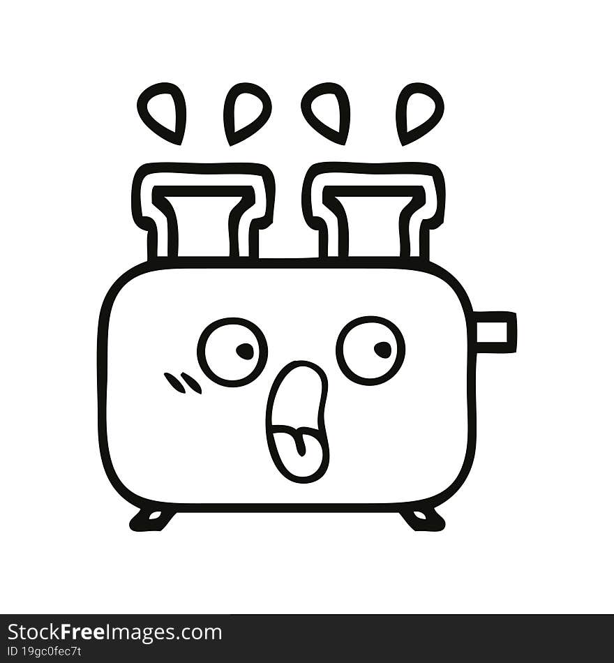 Line Drawing Cartoon Of A Toaster