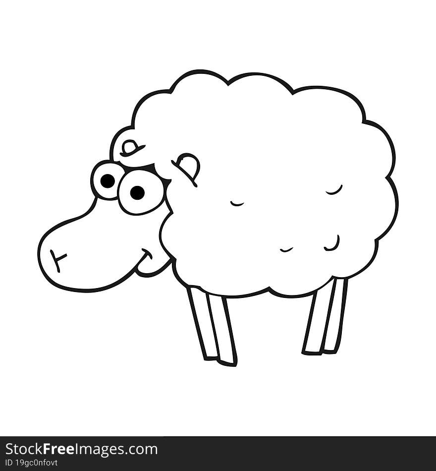 Funny Black And White Cartoon Sheep