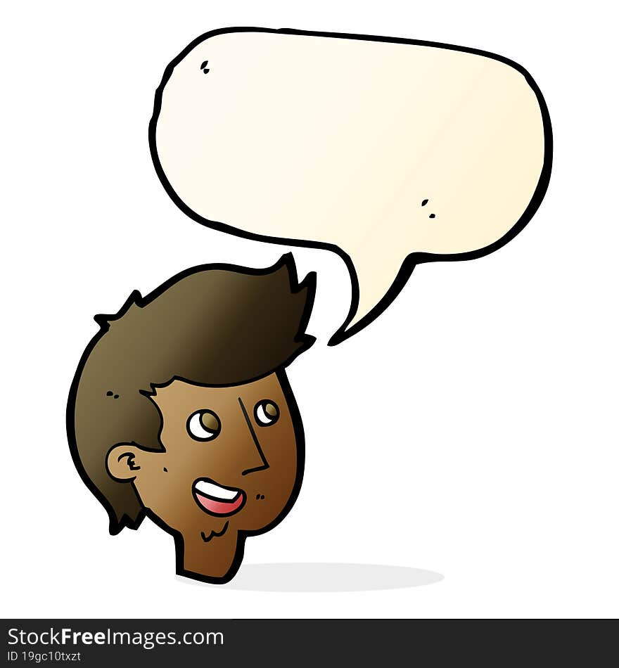 cartoon happy boy face with speech bubble