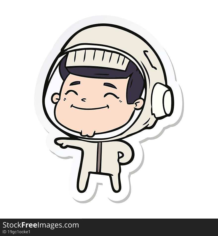 Sticker Of A Happy Cartoon Astronaut