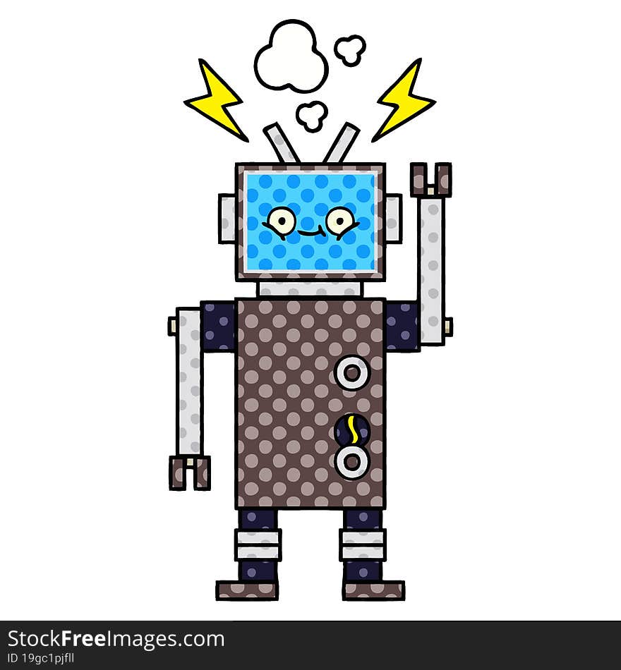 comic book style cartoon of a robot