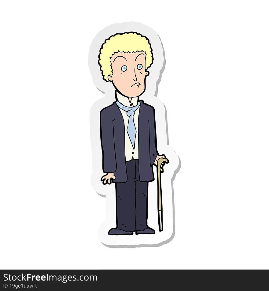 sticker of a cartoon unhappy gentleman