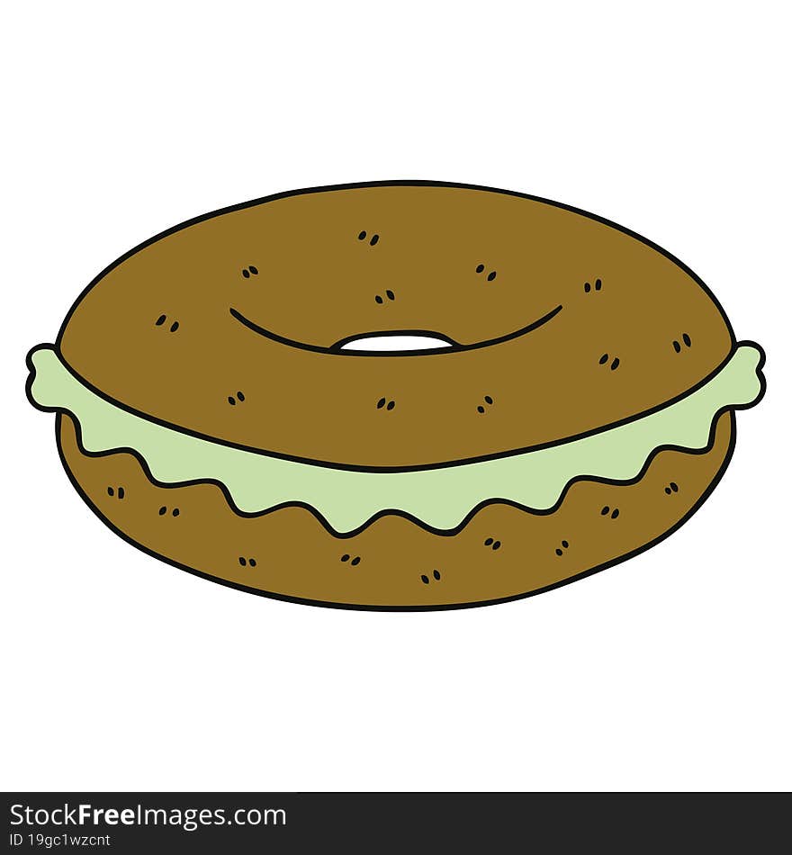 quirky hand drawn cartoon bagel