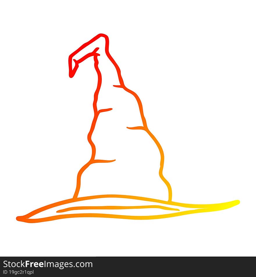 warm gradient line drawing cartoon witch hat