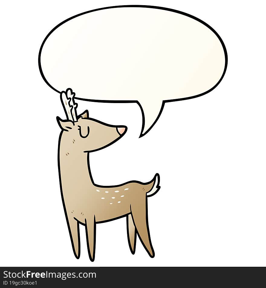 cartoon deer and speech bubble in smooth gradient style