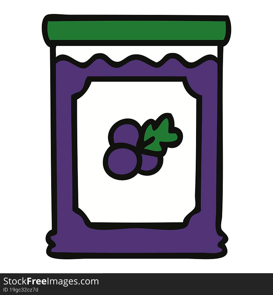 quirky hand drawn cartoon blueberry jam