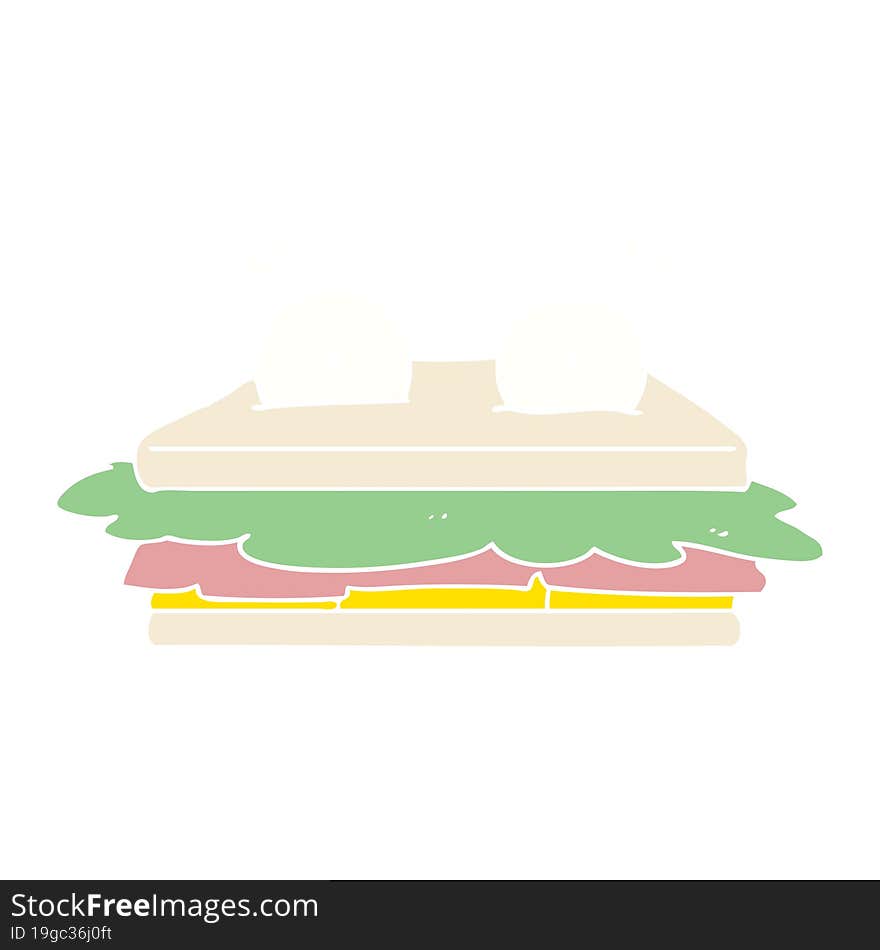 sandwich flat color style cartoon character