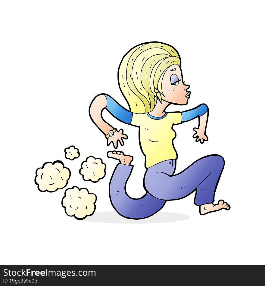 cartoon running woman