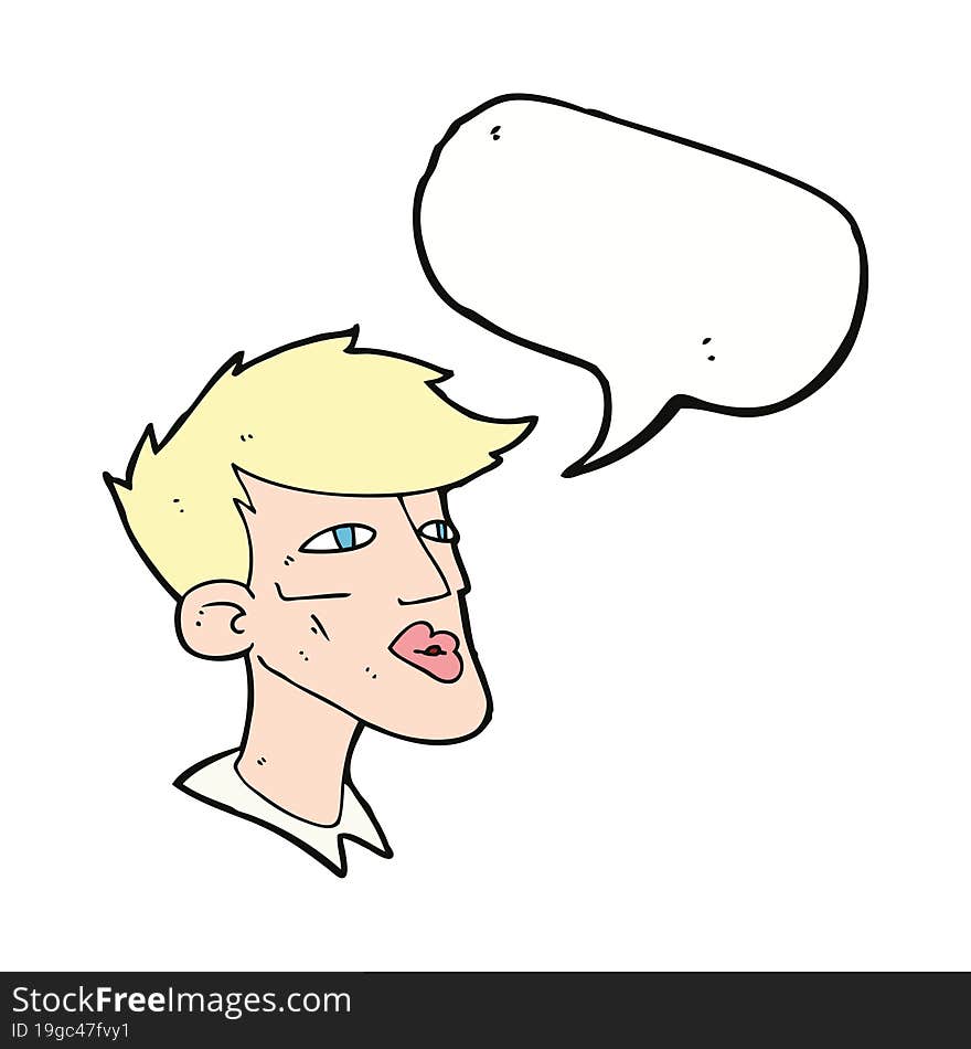 Cartoon Male Model Guy With Speech Bubble