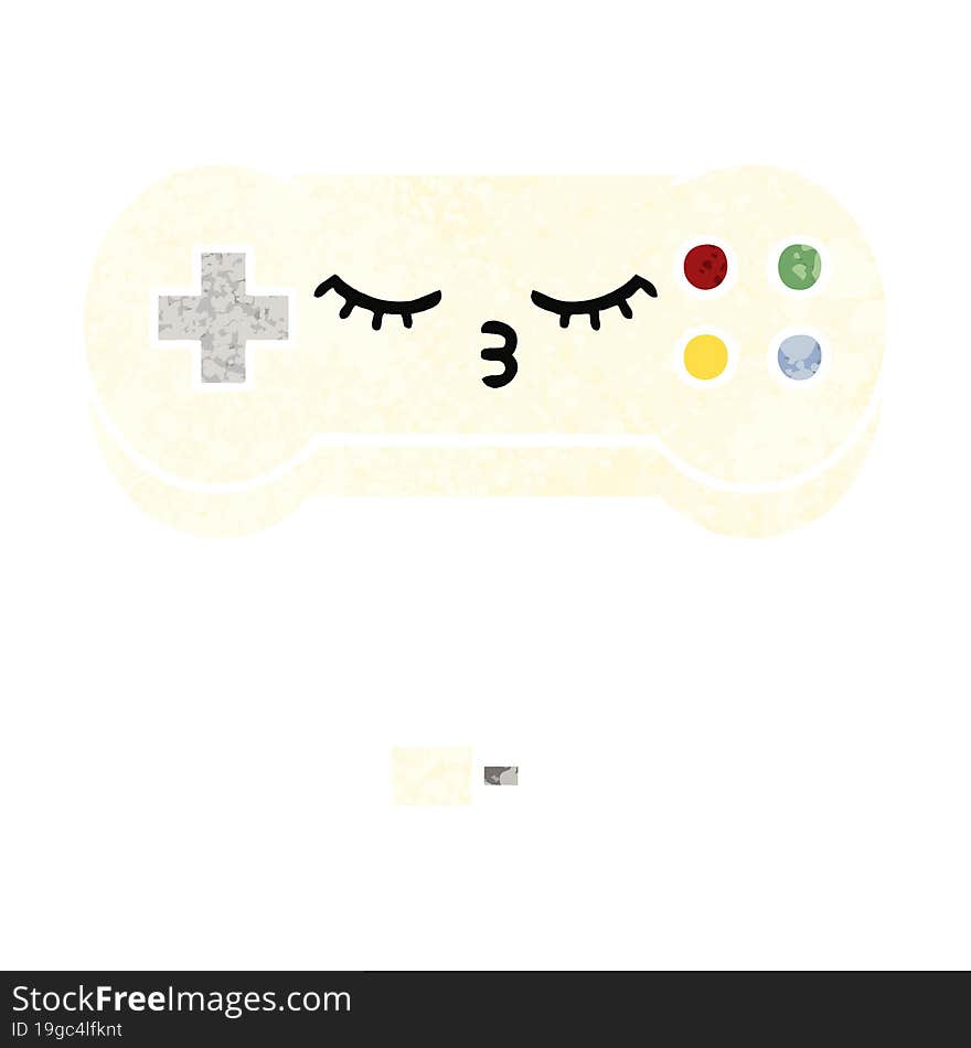 retro illustration style cartoon game controller